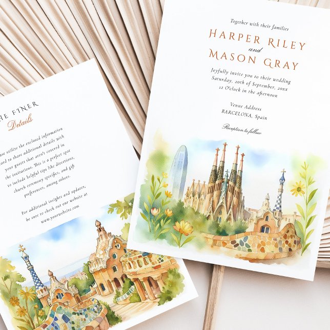 Invitación Boda de Watercolor Barcelona España (Subido por el creador)