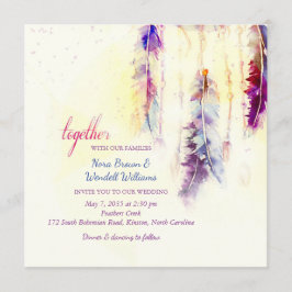 Invitación Boda de Watercolor Dreamcatcher Feathers