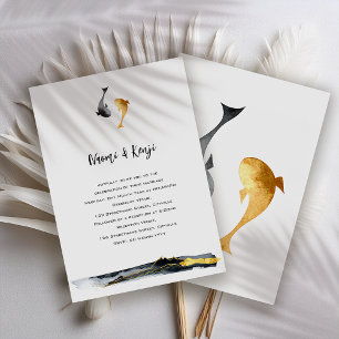 Invitación Boda de Watercolor Koi Fish