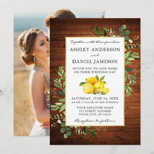 Invitación Boda de Watercolor Lemons Photo Wood