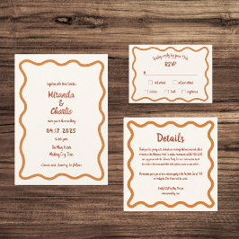 Invitación Boda de Wavy Border Whimsical Escrito A Mano