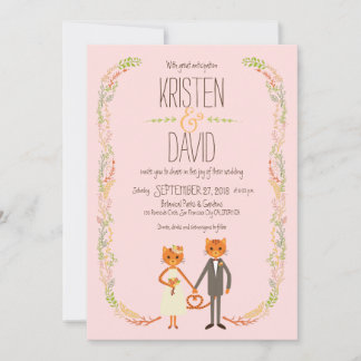 Invitación Boda de Whimsical Forest Cats (Rubor)