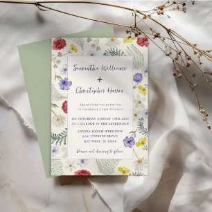 Invitación Boda de Whimsical Wildflower Ecru & Sage