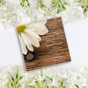 Invitación Boda de White Daisy y Barn Wood Ranch