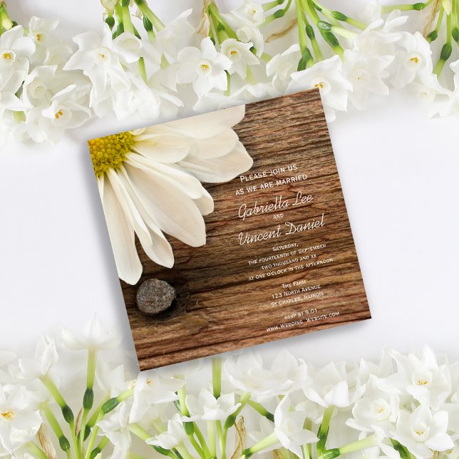 Invitación Boda de White Daisy y Barn Wood Ranch (Subido por el creador)