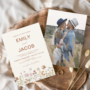 Invitación Boda de Wildflower Boho Photo Terracotta