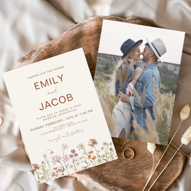 Invitación Boda de Wildflower Boho Photo Terracotta (Subido por el creador)