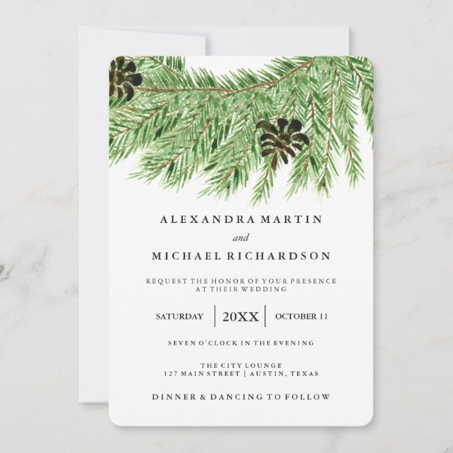 Invitación Boda de Winter Pines (Anverso)