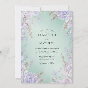 Invitación Boda de Wisteria Amatista Espuma de Mar
