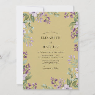 Invitación Boda de Wisteria Lila Pálido Mostaza
