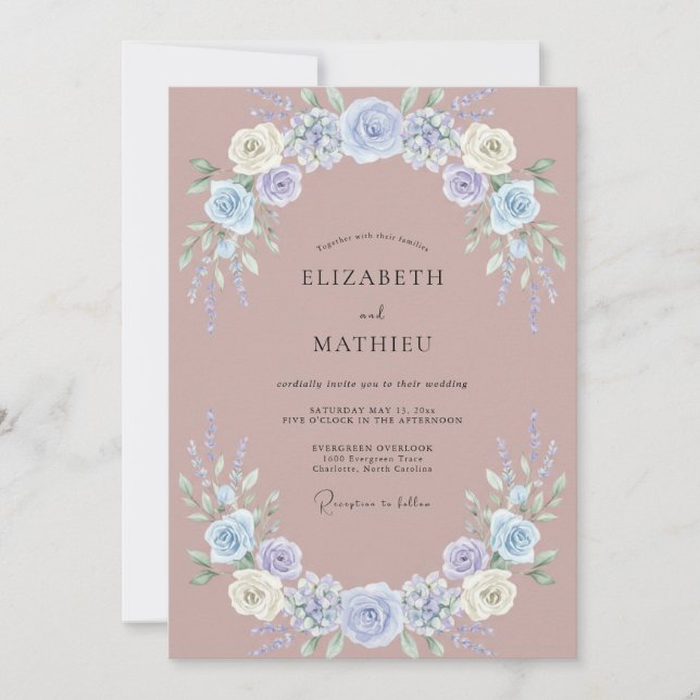 Invitación Boda de Wisteria Malva Periwinkle (Anverso)