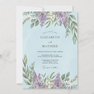 Invitación Boda de Wisteria Morada en Polvo
