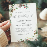 Invitación Boda de Wonderland con encanto invernal y rústico<br><div class="desc">Esta rústica invitación de bodas con flores de invierno con pinares es la manera perfecta de invitar a sus invitados a su boda. El diseño presenta flores de invierno, pinecones y una escena de invierno en el maravilloso paisaje de las tierras, todo en un estilo rústico de moda. Además, con...</div>