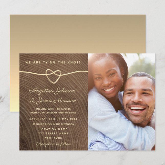 Invitación Boda de Wood Photo (Anverso / Reverso)
