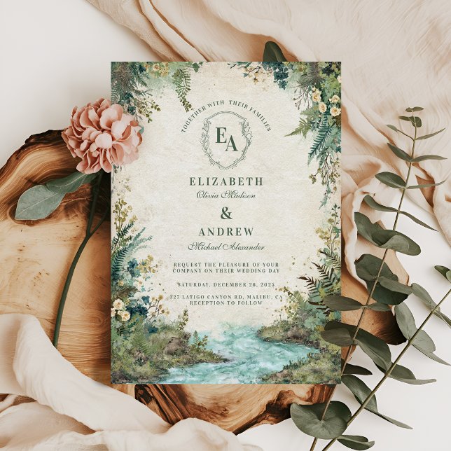 Invitación Boda de Woodland Boda rústico de vegetación forest (Subido por el creador)