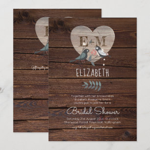 Invitación Boda de Woodland Cardíaca grabada Ducha de novia