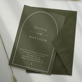 Invitación Boda de Woodland Dark Sage Arch. Foto forestal + Q