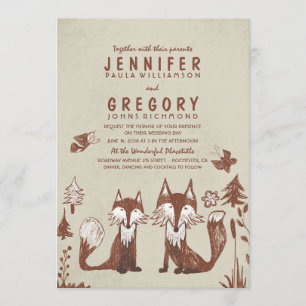 Invitación Boda de Woodland de dos Foxes