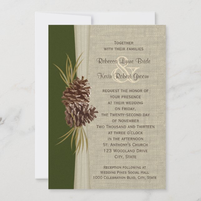 Invitación Boda de Woodland Pines (Reverso)