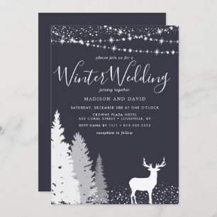 Invitación Boda de Woodland, venado de invierno ruso