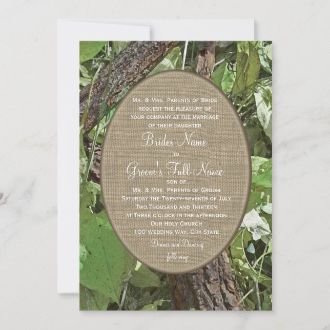 Invitación Boda de Woodland y Burlap Country (Anverso)