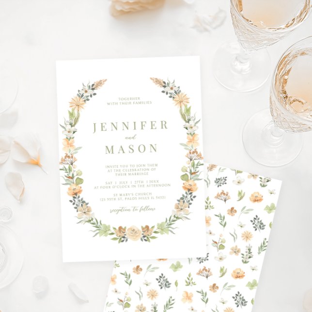 Invitación Boda de Wreath Bohemias Florales de Vainilla capri (Subido por el creador)