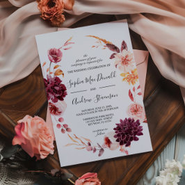 Invitación Boda de Wreath de Flores de Borgoña Caída