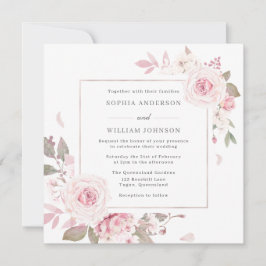 Invitación Boda de Wreath de marco floral suave de Rubor