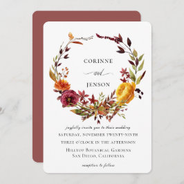 Invitación Boda de Wreath de otoño de acuarela rusa