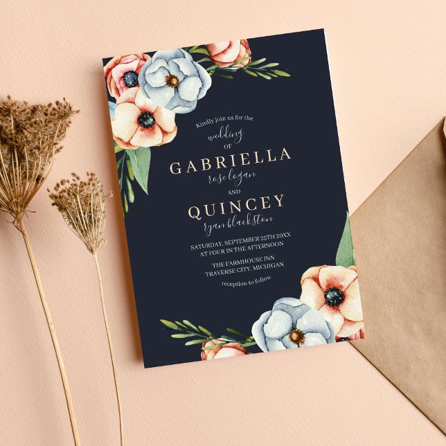 Invitación Boda de Wreath floral Anemone Greenery (Subido por el creador)