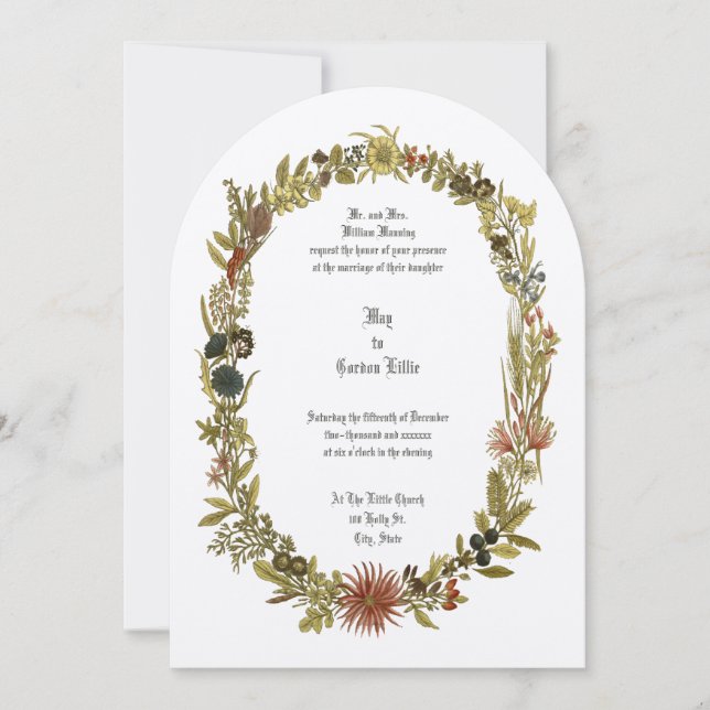 Invitación Boda de Wreath Floral Floral (Anverso)