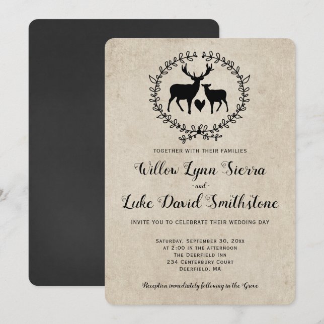 Invitación Boda de Wreath Kraft (Anverso / Reverso)