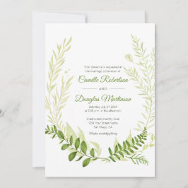 Invitación Boda de Wreath, laurel de la vegetación rústica bo