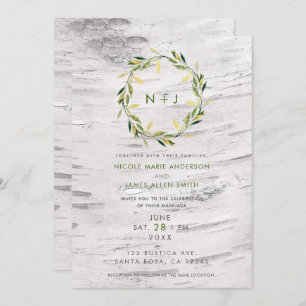 Invitación Boda de Wreath Rústico de la Madera Blanca