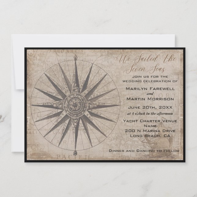 Invitación Boda de yates náuticos (Anverso)