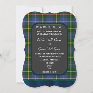 Invitación boda de yeso azul y verde