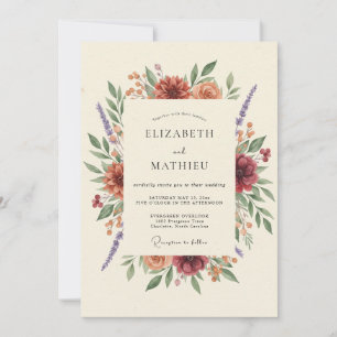 Invitación Boda de Zinnia Eucalipto Burgundy Oxidado