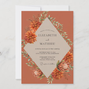 Invitación Boda de Zinnia Salvia Naranja Quemada