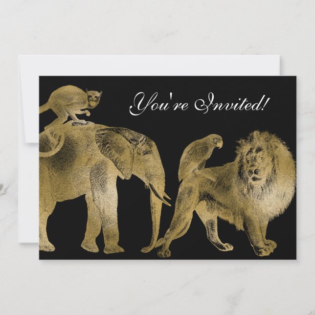Invitación Boda de Zoológico de Animales Africanos Safari Leó (Anverso)