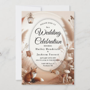 Invitación Boda de Zorros en el Bosque Encantado de Otoño