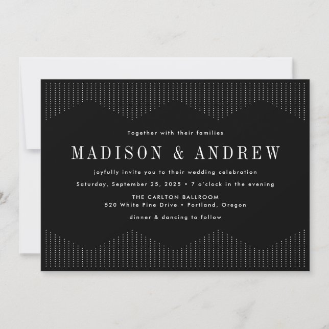 Invitación Boda Deco con puntos negro y blanco (Anverso)