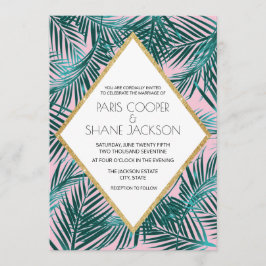 Invitación Boda Deco de palma rosa