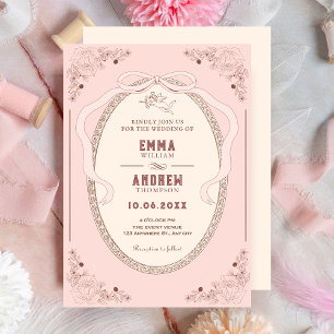 Invitación Boda decorativo clásico de época rosa