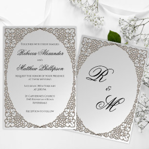 Invitación Boda decorativo elegante plateado