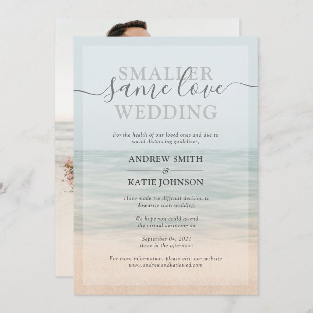 Invitación Boda decreciente hawaiano de vintage Beach Front (Anverso / Reverso)