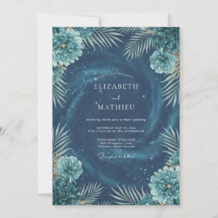 Invitación Boda Deep Aqua Cosmic Eucalipto