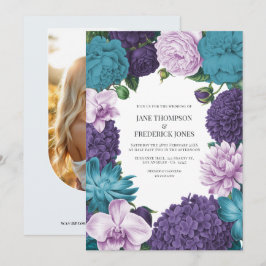 Invitación Boda Deep Marine, Slate Orchid y Cloud Lilac