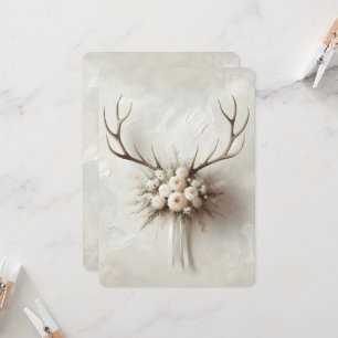 Invitación Boda Deer Antlers Con Bouquet Nodal