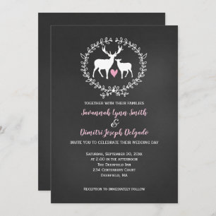 Invitación Boda Deer Buck y Doe Chalkboard