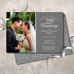 Invitación boda del 25° Aniversario de la foto de Silver Conf
